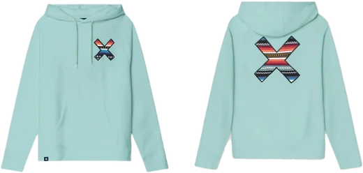 Blue Banana hoodie, front and back, product cut-out
