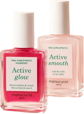 Two Manucurist nail polish bottles, product cut-out